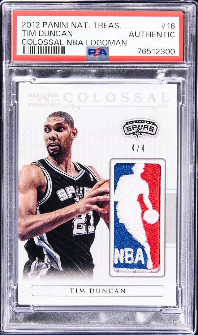 2012-13 Panini National Treasures Tim Duncan Colossal NBA Logoman #16 card image