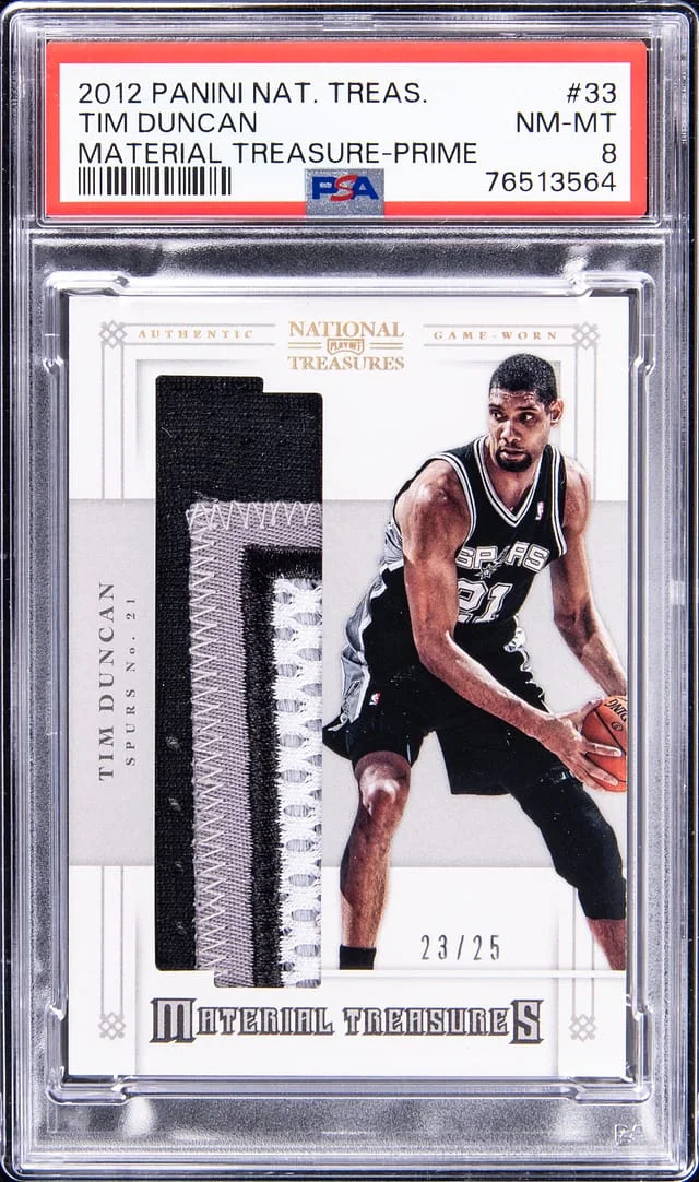 2012-13 Panini National Treasures Tim Duncan Material Treasures Prime #33 card image