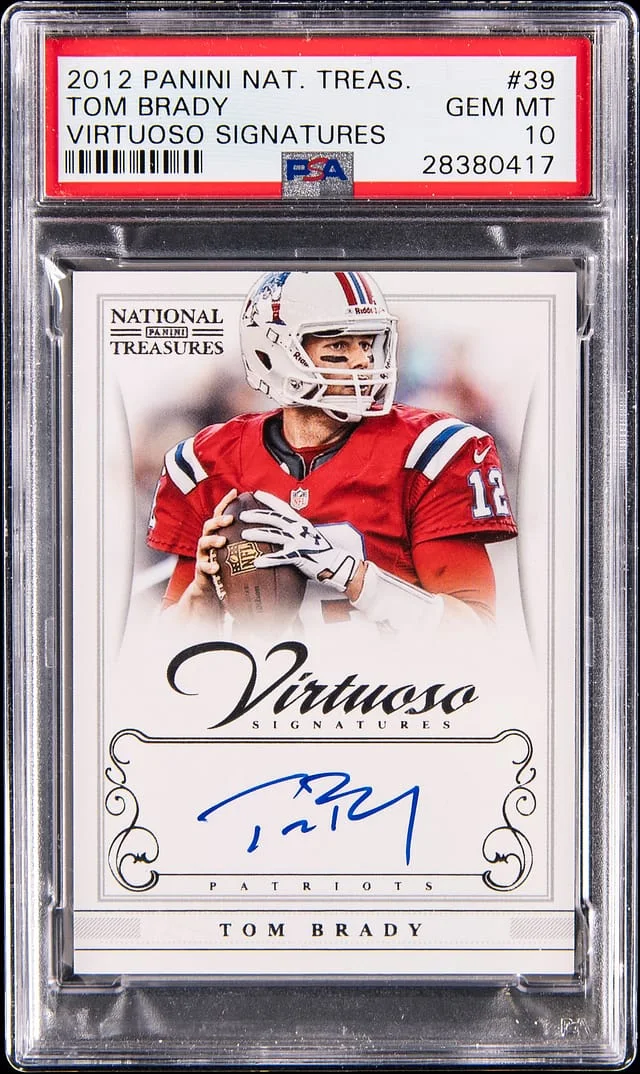 2012-13 Panini National Treasures Tom Brady Virtuoso Signatures #39 card image