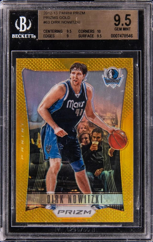 2012-13 Panini Prizm Dirk Nowitzki Gold Prizm #63 card image