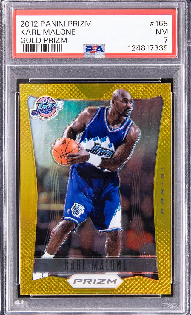 2012-13 Panini Prizm Karl Malone Gold Prizm #168 card image