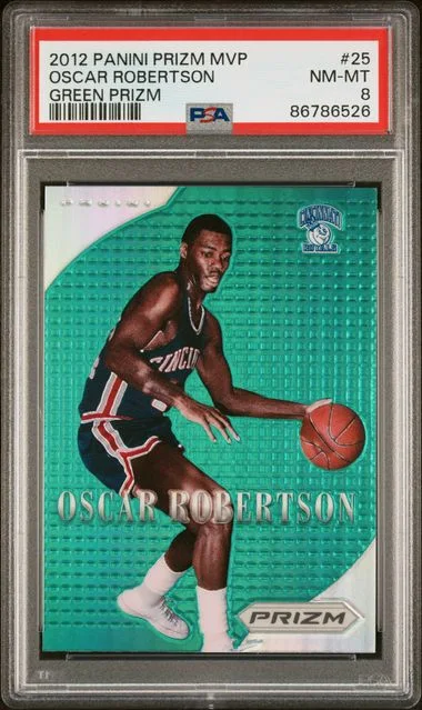 2012-13 Panini Prizm Oscar Robertson Most Valuable Players Green Prizm #25 card image