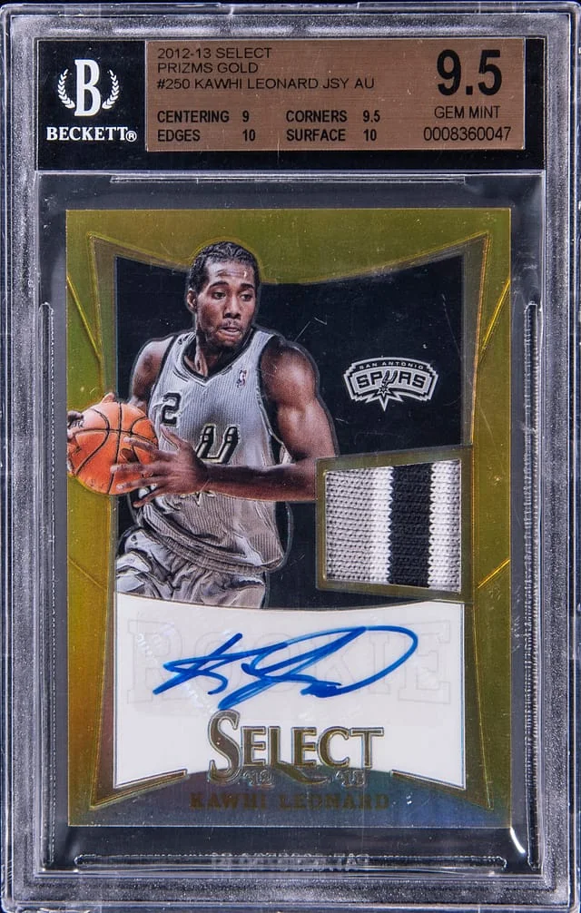2012-13 Panini Select Kawhi Leonard Patch Autograph (RPA) Gold Prizm #250 card image