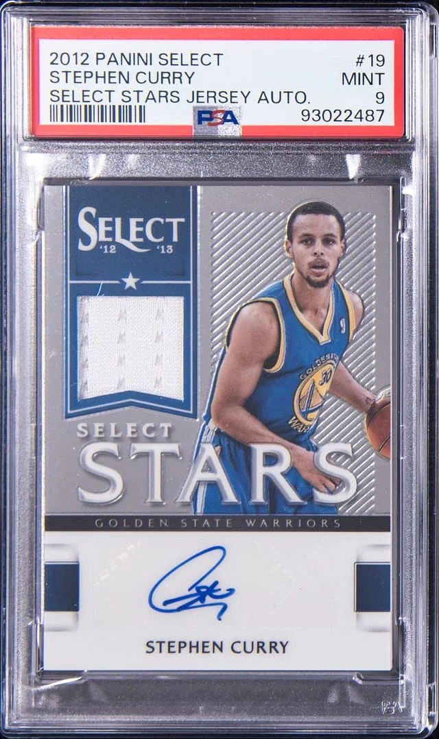 2012-13 Panini Select Stephen Curry Stars Jersey Autograph #19 card image