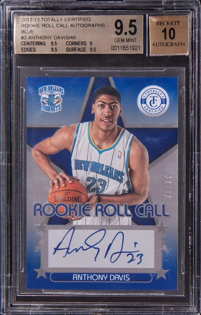 2012-13 Totally Certified Roll Call Autographs Blue Anthony Davis #3 card image