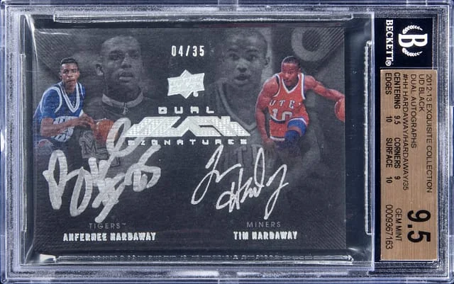 2012-13 UD Exquisite Collection Black Autographs Dual Anfernee Hardaway/Tim Hardaway Dual #B2-HH card image