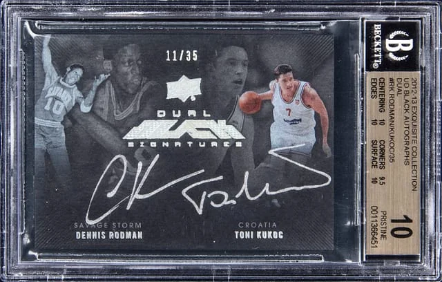 2012-13 UD Exquisite Collection Black Autographs Dual Dennis Rodman/Toni Kukoc Dual #B2-RK card image