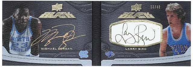 2012-13 Upper Deck Black Michael Jordan/Larry Bird Dual Autographs #L-JB card image