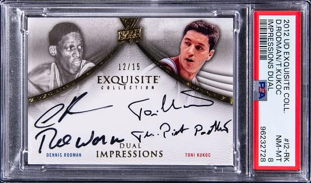 2012-13 Upper Deck Exquisite Collection Dennis Rodman/Toni Kukoc Dual Impressions #I2-RK card image