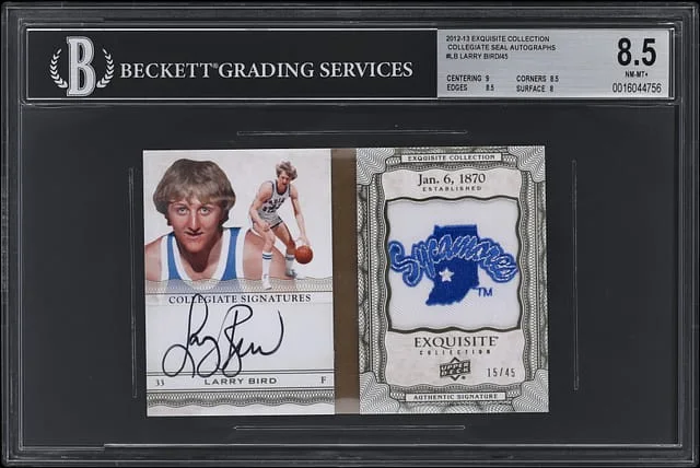2012-13 Upper Deck Exquisite Collection Larry Bird Collegiate Seal Autographs #CS-LB card image