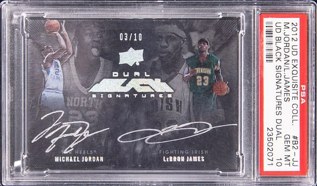 2012-13 Upper Deck Exquisite Collection Michael Jordan/LeBron James UD Black Signatures Dual #B2-JJ card image