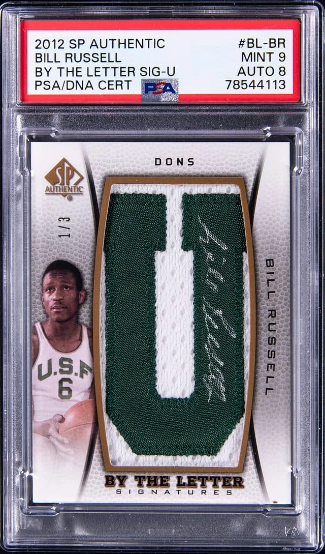 2012-13 Upper Deck SP Authentic Bill Russell By The Letter Signature U #BL-BR card image