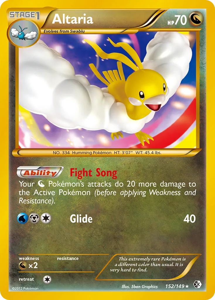 2012 Boundaries Crossed Altaria #152/149 Rare Secret card image