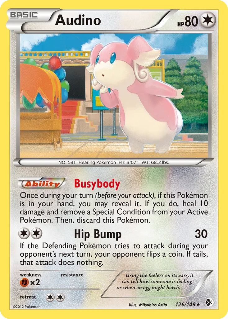 2012 Boundaries Crossed Audino #126/149 Rare card image
