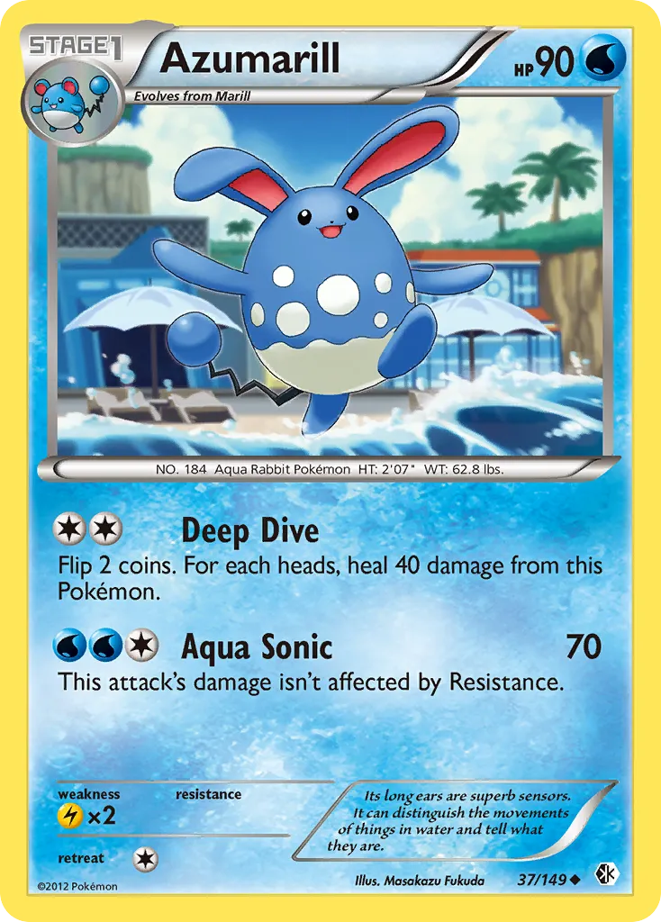 2012 Boundaries Crossed Azumarill Uncommon #037/149 Uncommon card image