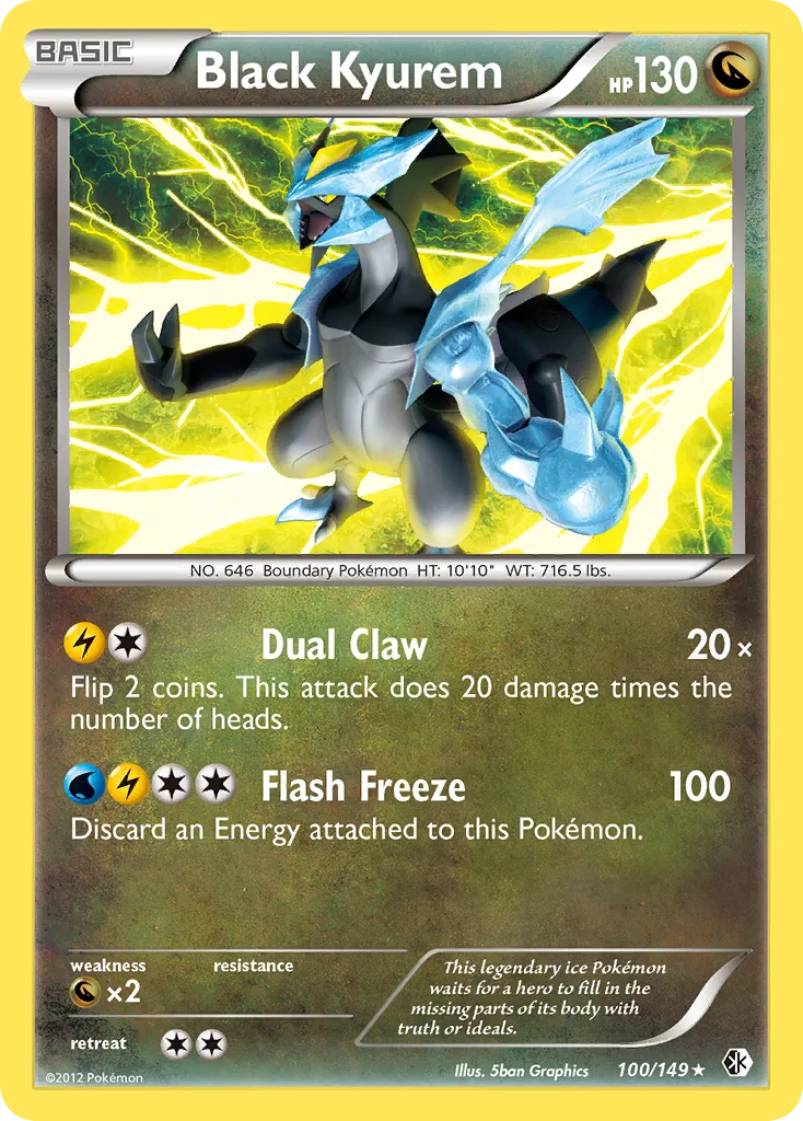 2012 Boundaries Crossed Black Kyurem Rare #100/149 Rare card image