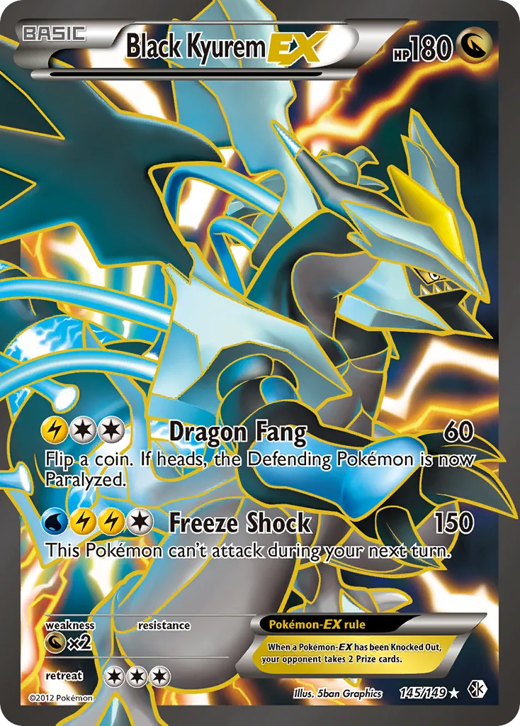 2012 Boundaries Crossed Black Kyurem-EX #145/149 Rare Ultra card image