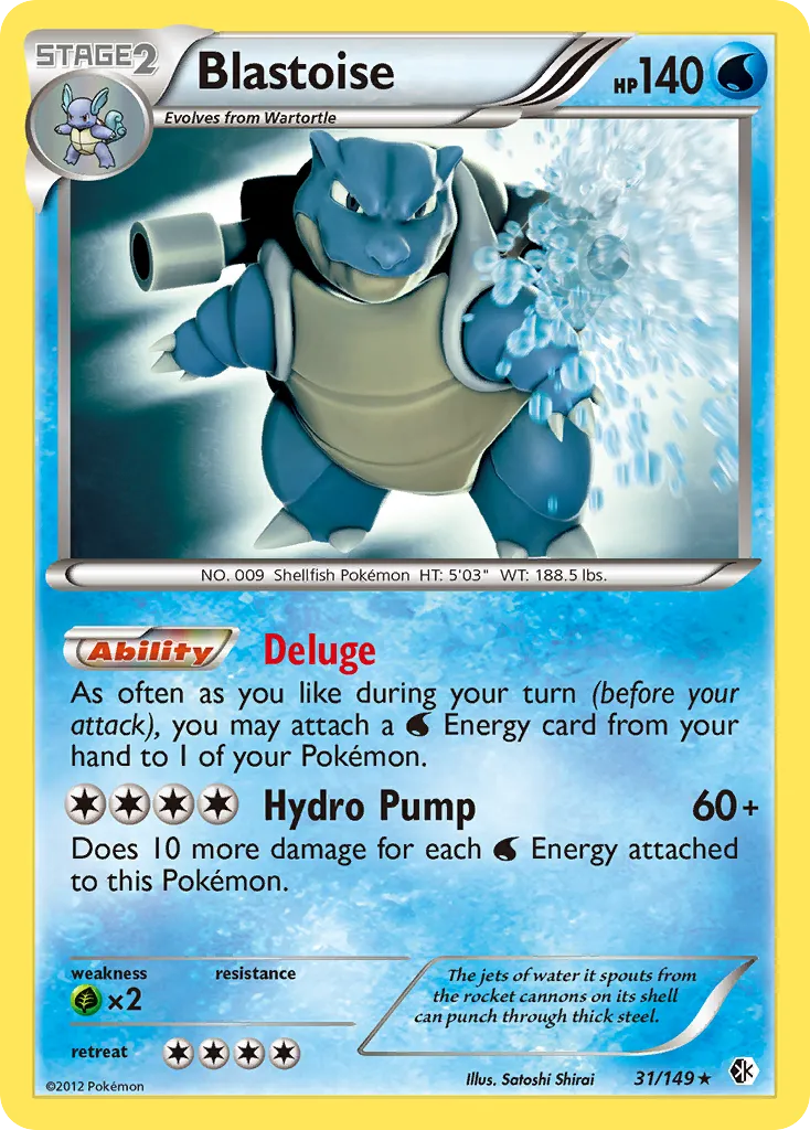 2012 Boundaries Crossed Blastoise Rare Holo #031/149 Rare Holo card image