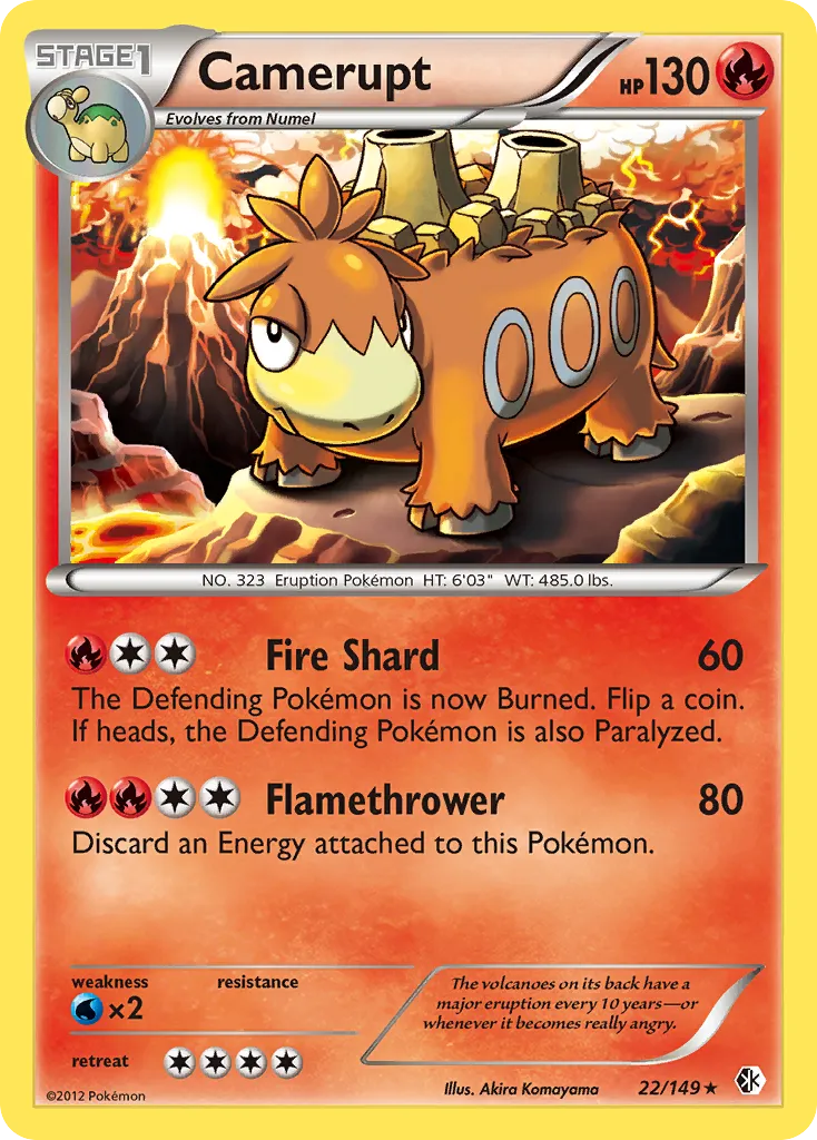 2012 Boundaries Crossed Camerupt #022/149 Rare card image