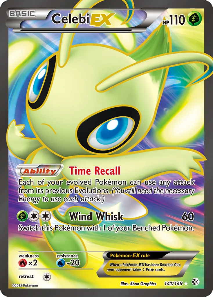 2012 Boundaries Crossed Celebi-EX #009/149 Rare Holo EX card image