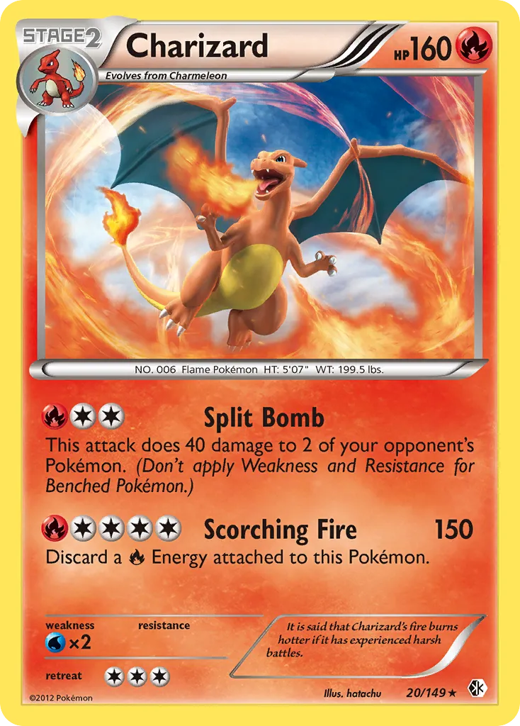 2012 Boundaries Crossed Charizard Rare Holo #020/149 Rare Holo card image