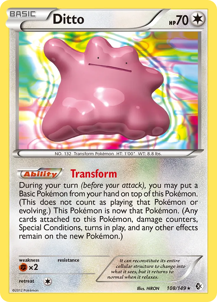 2012 Boundaries Crossed Ditto Rare Holo #108/149 Rare Holo card image