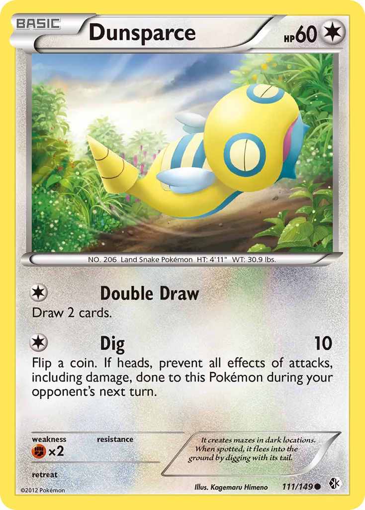 2012 Boundaries Crossed Dunsparce Common #111/149 Common card image
