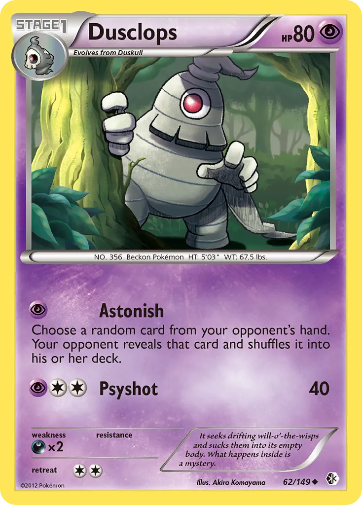 2012 Boundaries Crossed Dusclops Uncommon #062/149 Uncommon card image