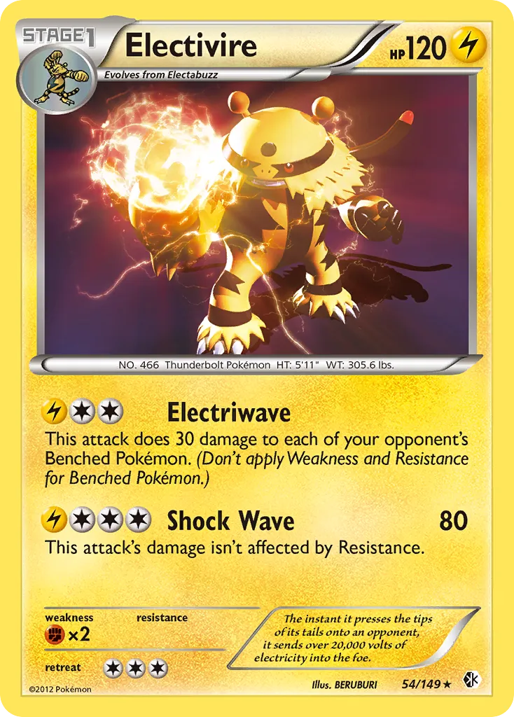 2012 Boundaries Crossed Electivire #054/149 Rare Holo card image