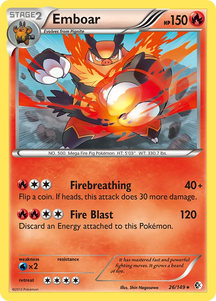 2012 Boundaries Crossed Emboar #026/149 Rare Holo card image