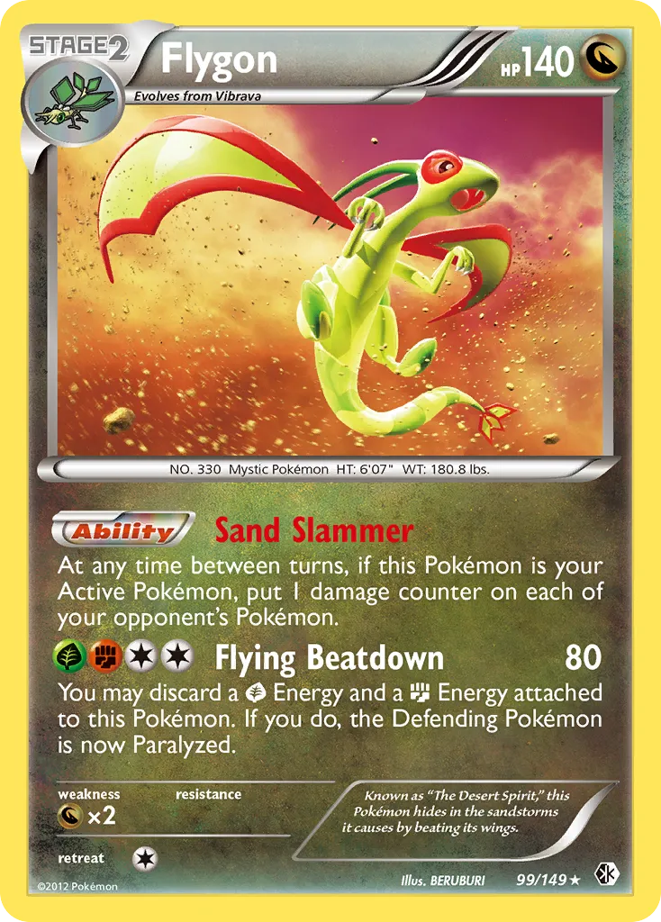 2012 Boundaries Crossed Flygon #099/149 Rare Holo card image