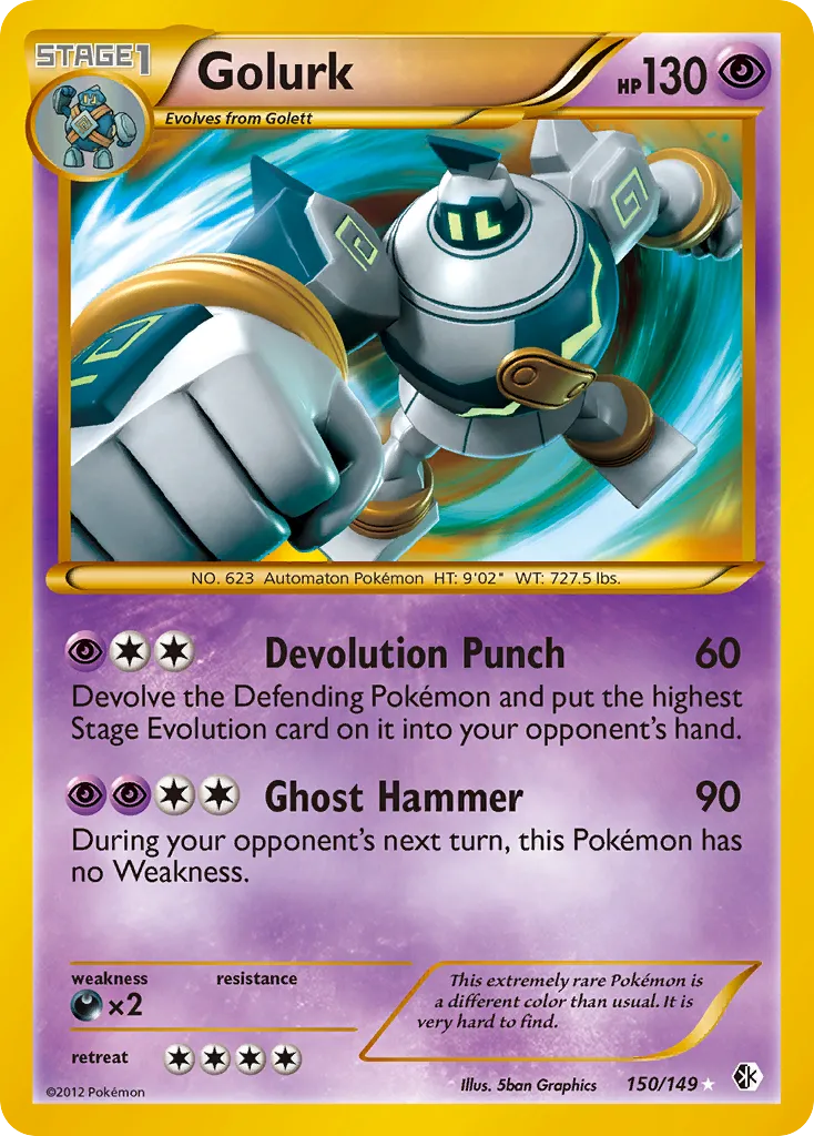 2012 Boundaries Crossed Golurk #150/149 Rare Secret card image
