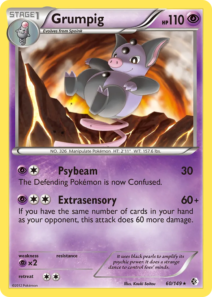 2012 Boundaries Crossed Grumpig Rare #060/149 Rare card image