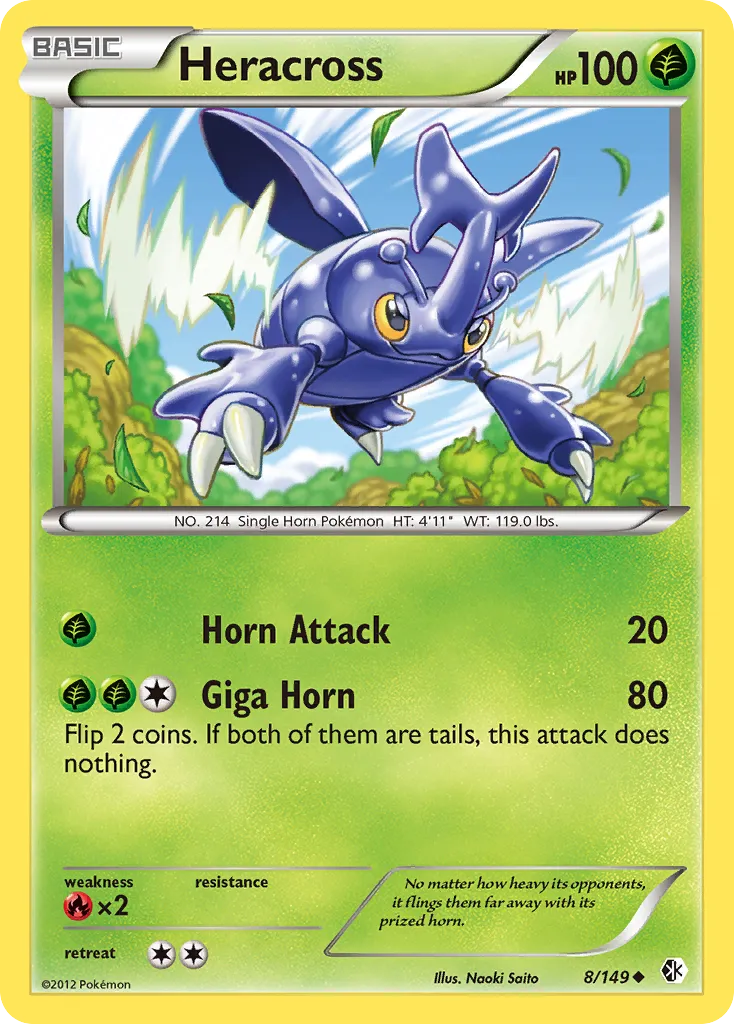 2012 Boundaries Crossed Heracross Uncommon #008/149 Uncommon card image