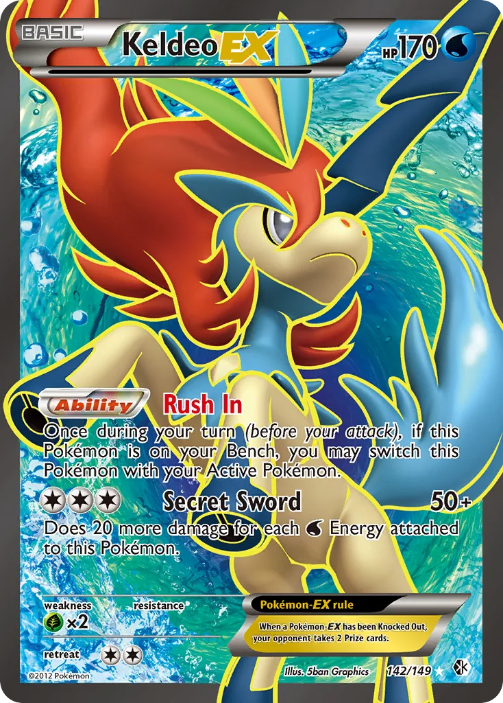 2012 Boundaries Crossed Keldeo-EX #142/149 Rare Ultra card image