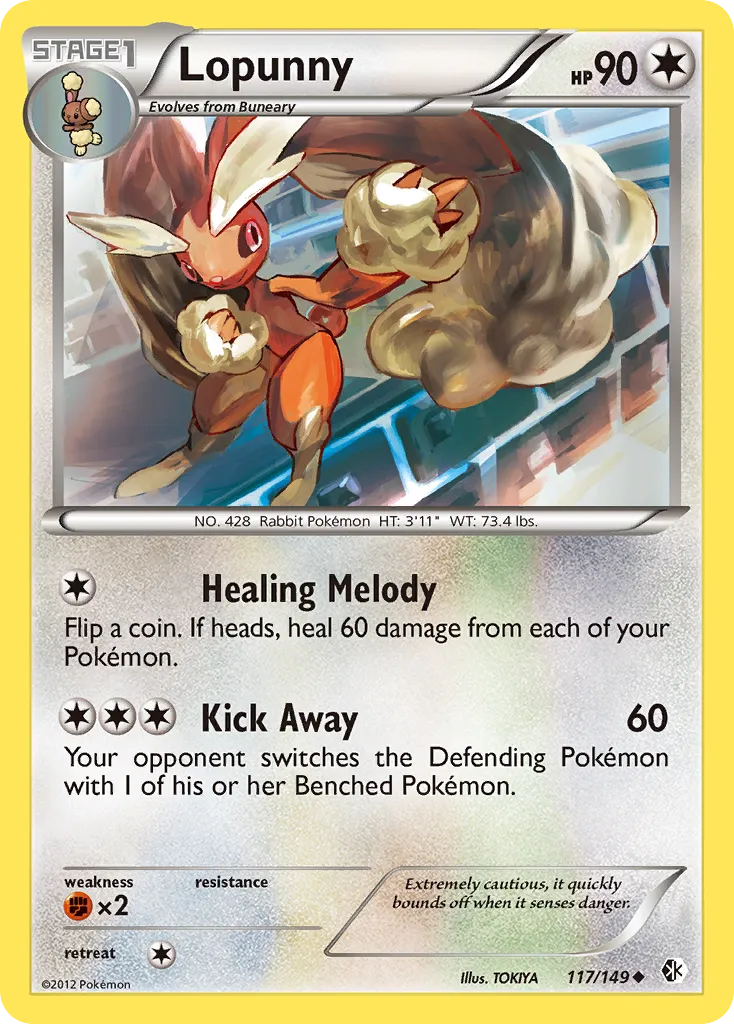 2012 Boundaries Crossed Lopunny #117/149 Uncommon card image