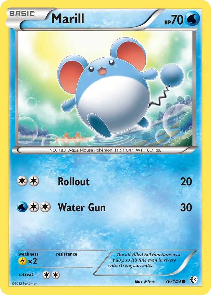 2012 Boundaries Crossed Marill Common #036/149 Common card image