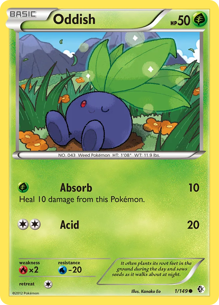 2012 Boundaries Crossed Oddish Common #001/149 Common card image