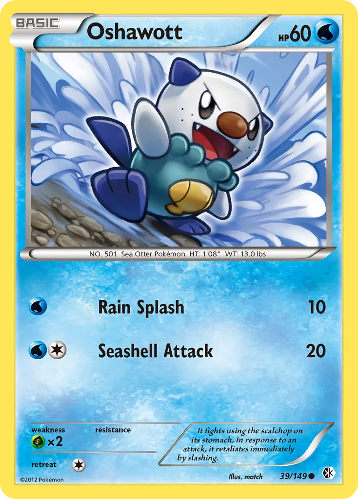 2012 Boundaries Crossed Oshawott Common #039/149 Common card image