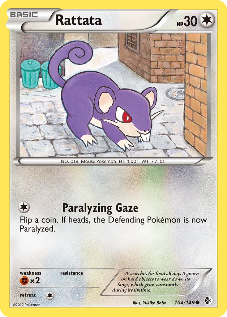 2012 Boundaries Crossed Rattata #104/149 Common card image