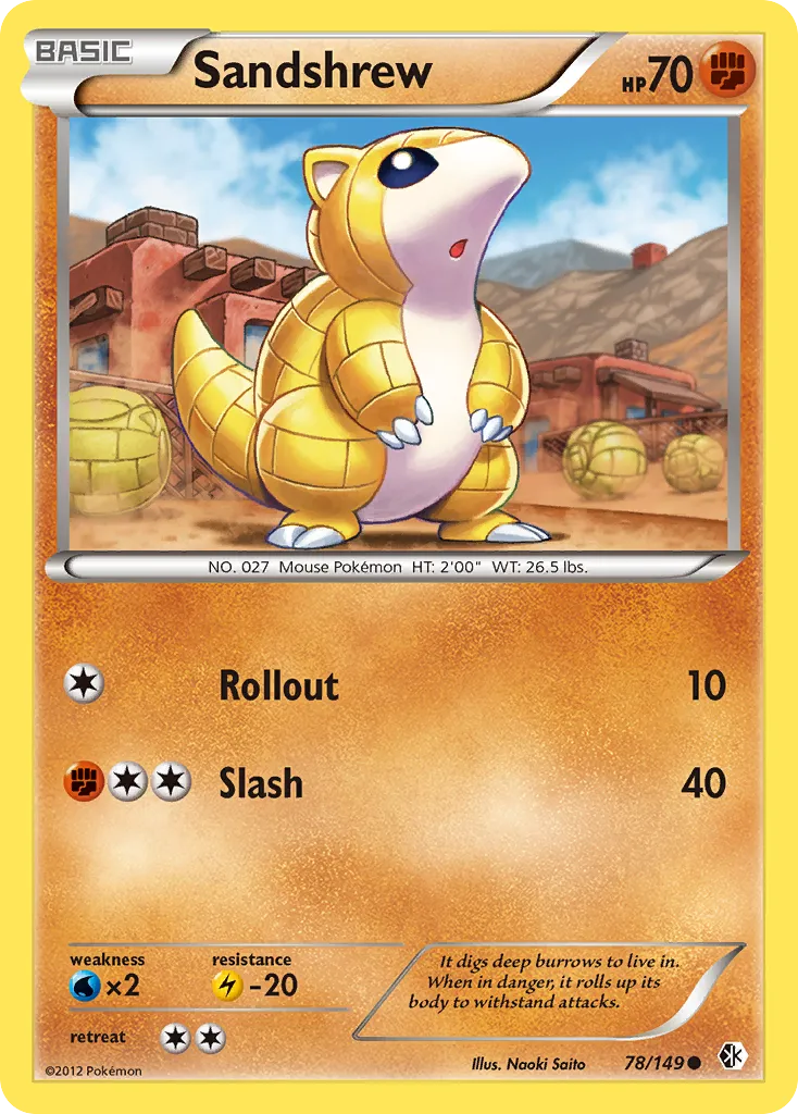2012 Boundaries Crossed Sandshrew Common #078/149 Common card image
