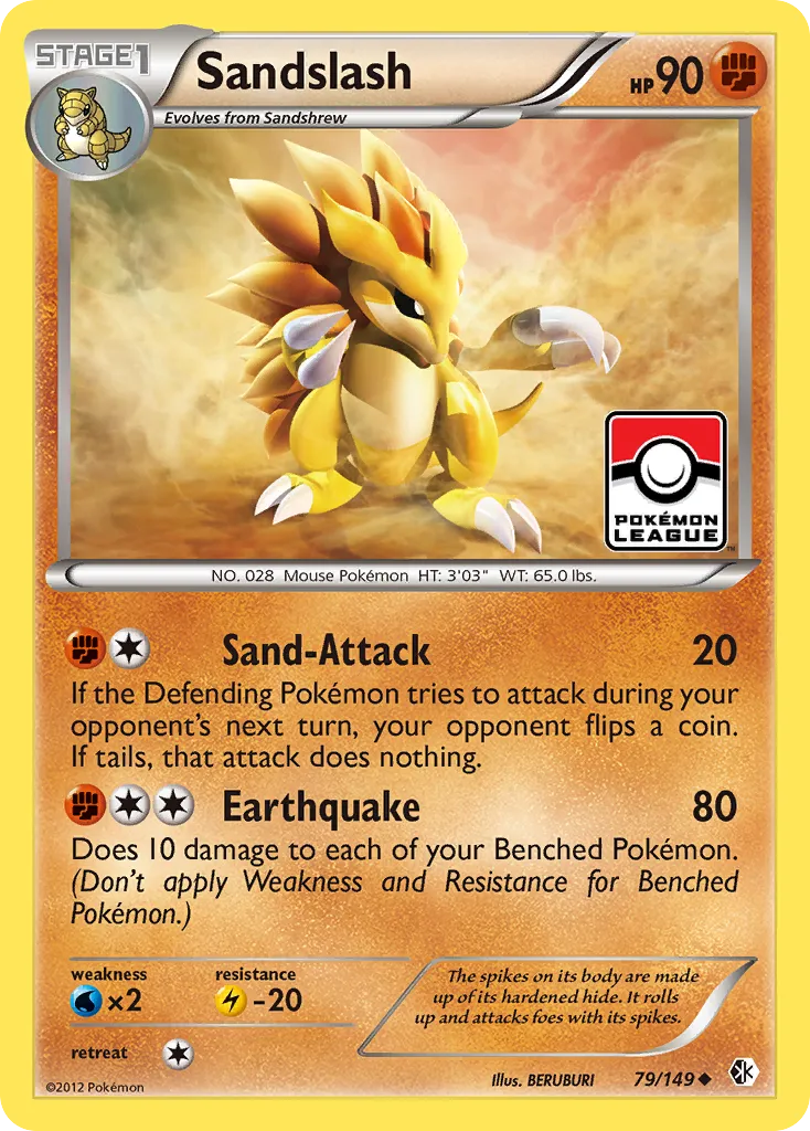 2012 Boundaries Crossed Sandslash Uncommon #079/149 Uncommon card image