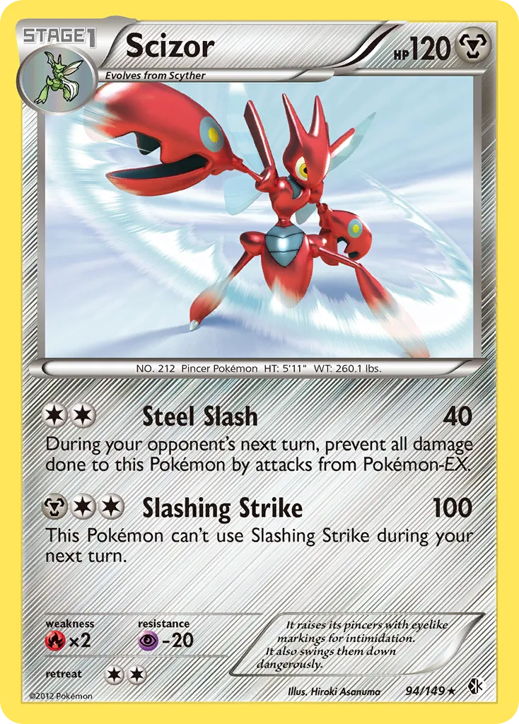 2012 Boundaries Crossed Scizor #094/149 Rare Holo card image