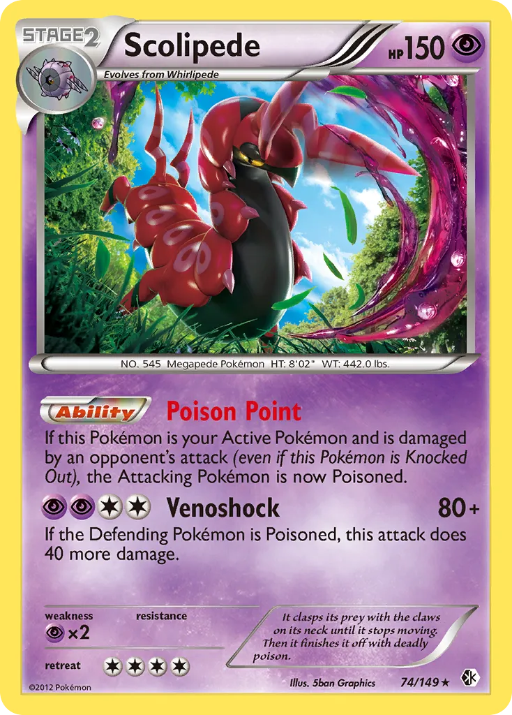 2012 Boundaries Crossed Scolipede #074/149 Rare Holo card image