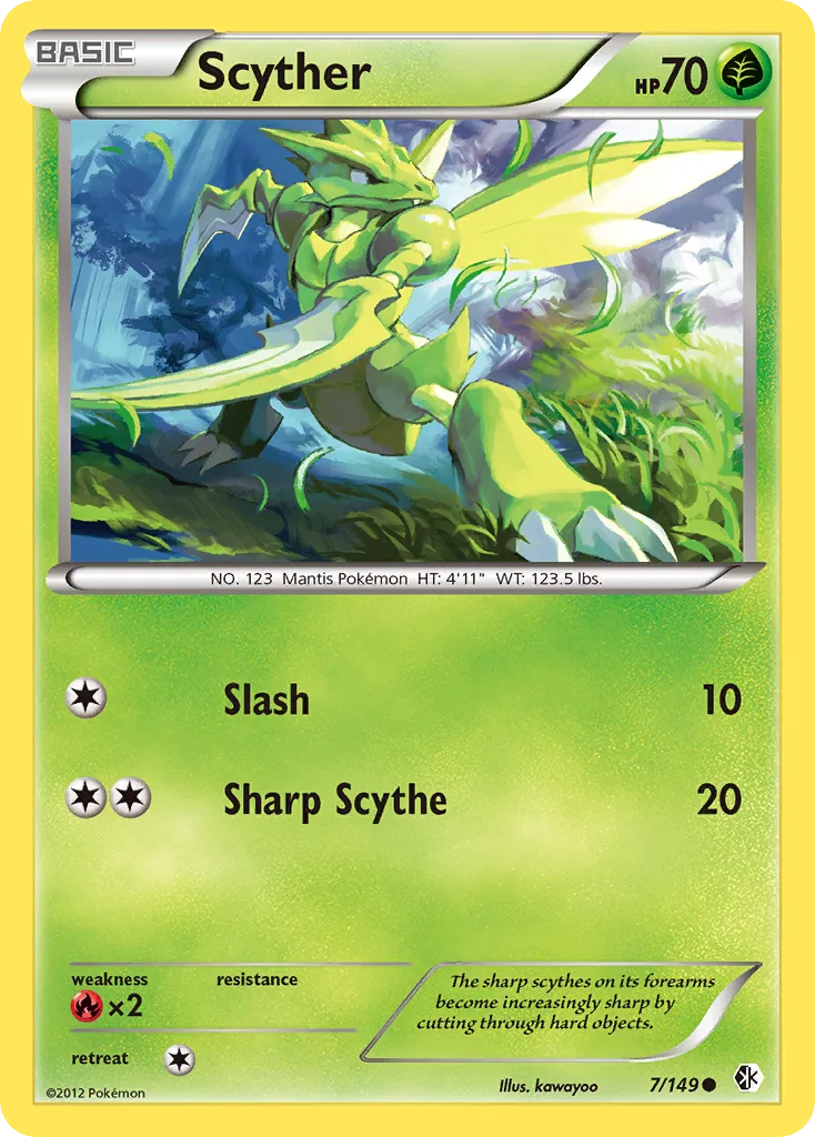 2012 Boundaries Crossed Scyther Common #007/149 Common card image