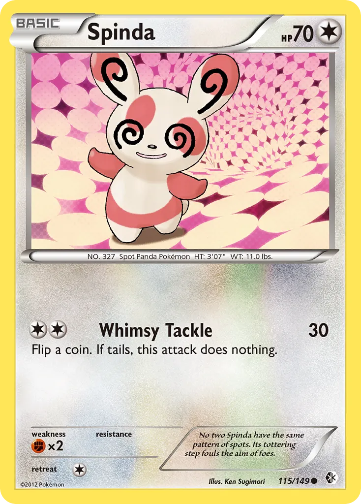 2012 Boundaries Crossed Spinda #115/149 Common card image