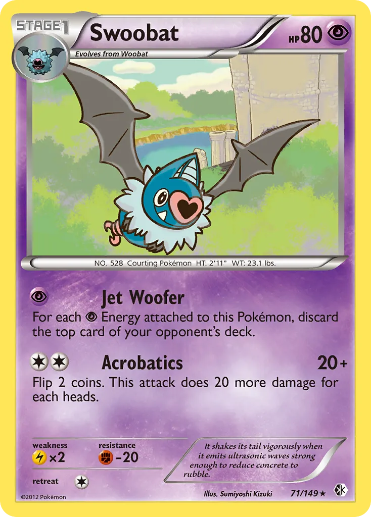 2012 Boundaries Crossed Swoobat #071/149 Rare card image