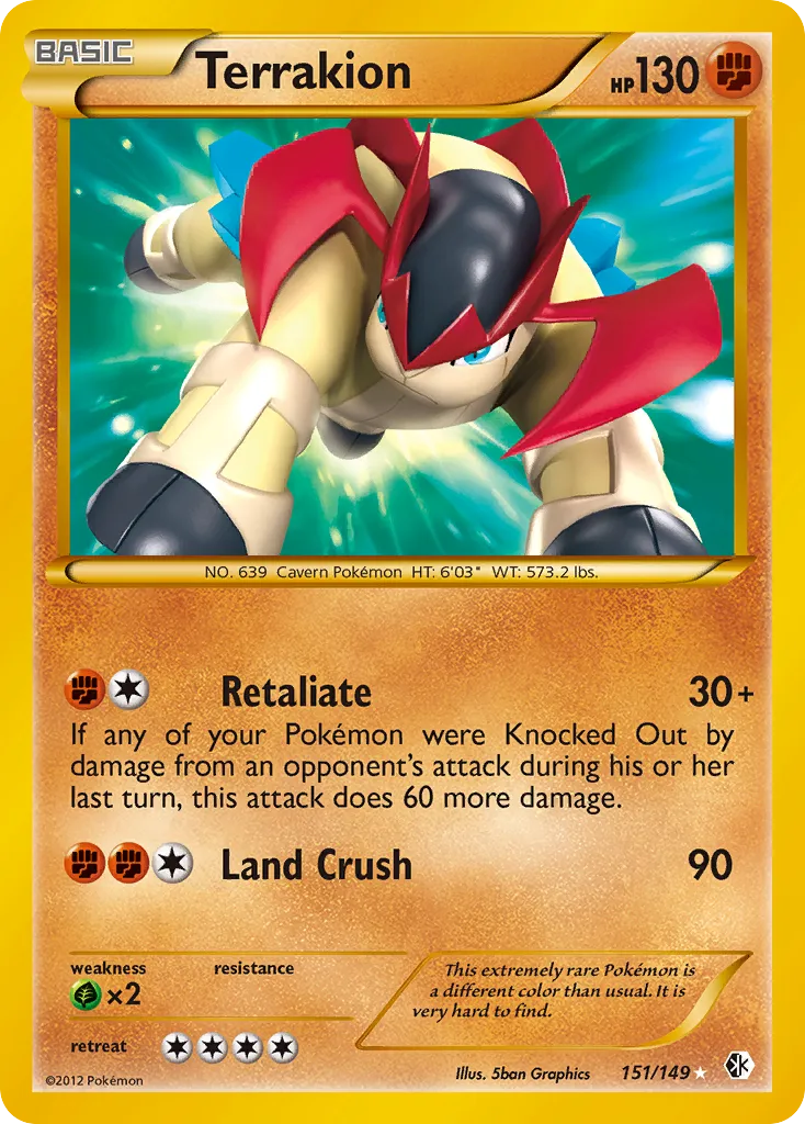 2012 Boundaries Crossed Terrakion #151/149 Rare Secret card image