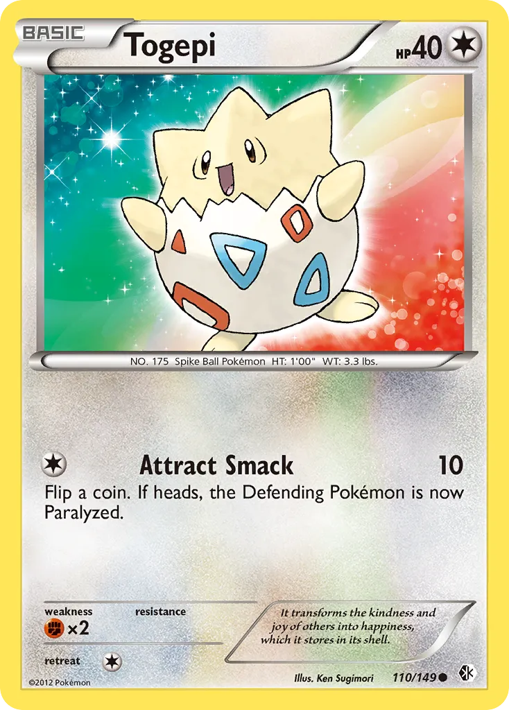 2012 Boundaries Crossed Togepi Common #110/149 Common card image
