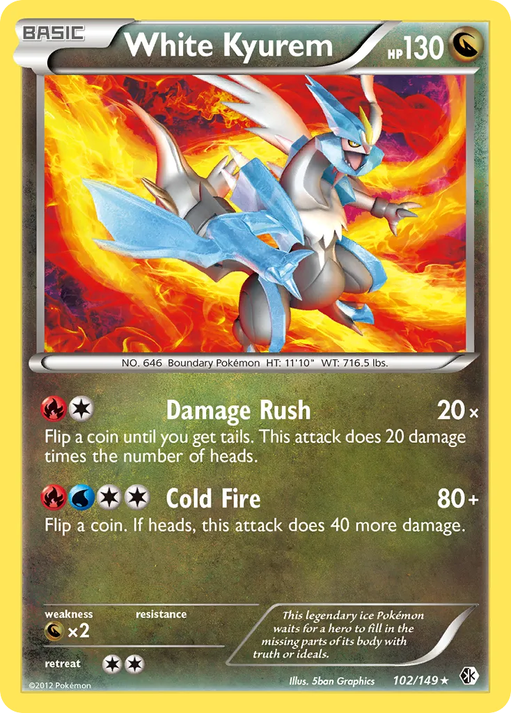 2012 Boundaries Crossed White Kyurem Rare #102/149 Rare card image